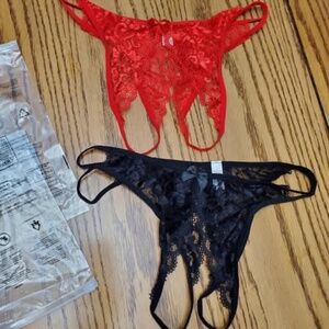 NEW  SET of TWO crotchless panties Sz M-L